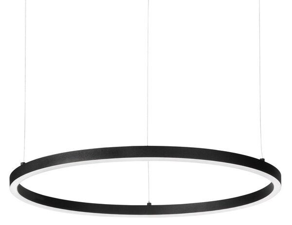 IDEAL LUX Ideal Lux LED obesna svetilka Oracle Slim Ø 90 cm črna 3.000 K, Črna, Dnevna soba / jedilnica, Kovina, Sodobni