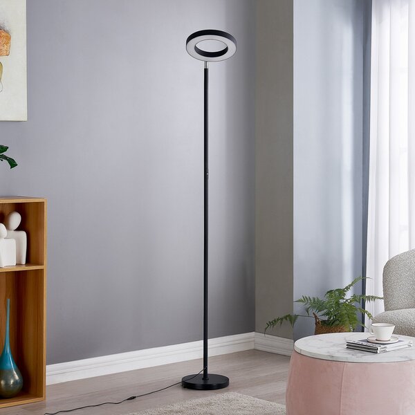 Lindby Smart LED-stojna svetilka Cilian, RGBW, CCT, ZigBee, Hue, zatemnjen, Črna, Dnevna soba / jedilnica, Kovina, Sodobni