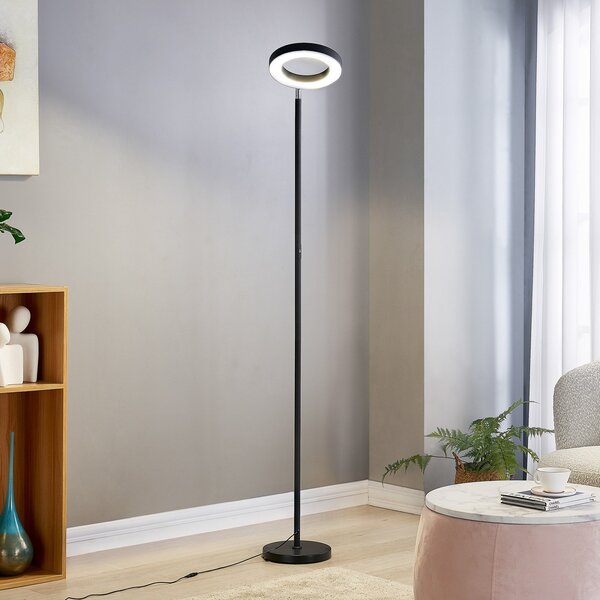 Lindby Smart LED-stojna svetilka Cilian, RGBW, CCT, ZigBee, Hue, zatemnjen, Črna, Dnevna soba / jedilnica, Kovina, Sodobni