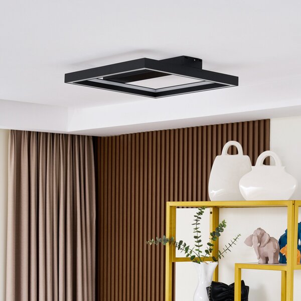 Lucande Smart LED stropna svetilka Tjado, 50 cm, črna, RGBW, zatemnjen, Črna, Dnevna soba / jedilnica, Kovina, Sodobni