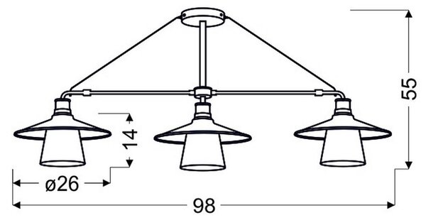 VISEČA NIHALNA SVETILKA Loft 98/26/55 cm E27