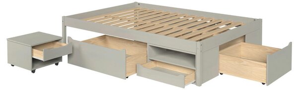 POSTELJA S PREDALOM 140 cm x 200 cm , rjavosiva
