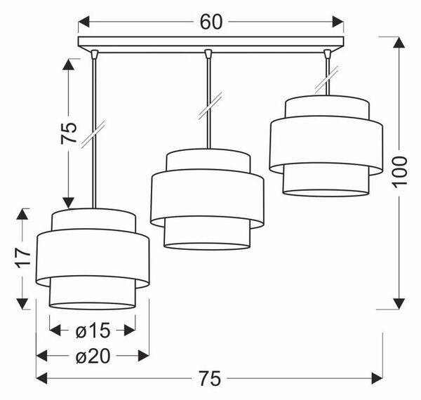 VISEČA NIHALNA SVETILKA Twin 75/20/100 cm E27