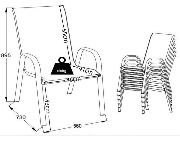 Gardenson Set Vrtnih Stolov Sonlas, Antracit, 6 Kos