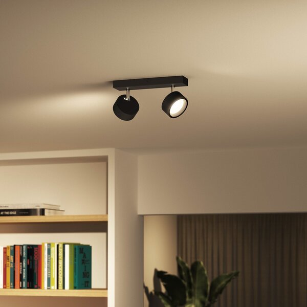 Philips Bracia LED stropni reflektor z dvema žarnicama, črn, Črna, Dnevna soba / jedilnica, Kovina, Sodobni