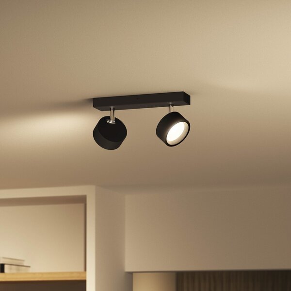 Philips Bracia LED stropni reflektor z dvema žarnicama, črn, Črna, Dnevna soba / jedilnica, Kovina, Sodobni