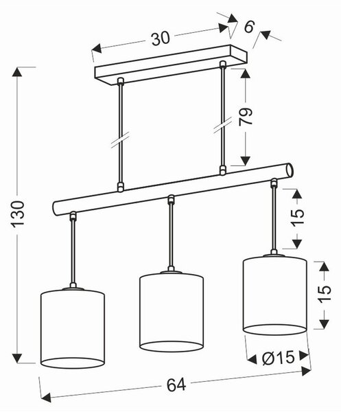 VISEČA SVETILKA Izotto 64/15 cm E27
