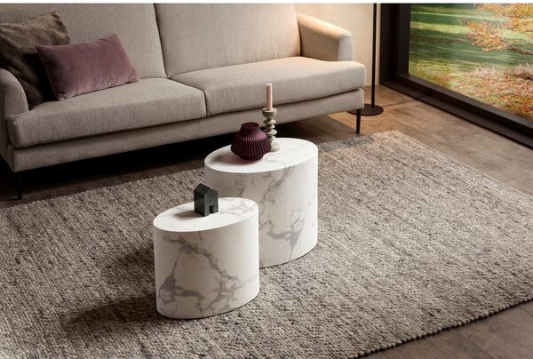 Livetastic Set Klubskih Mizic Marble, Bela, 2-Delni