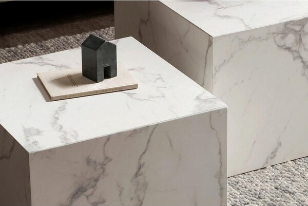 Livetastic Set Klubskih Mizic Marble, Bela, 2-Delni