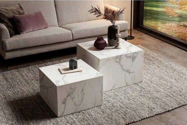 Livetastic Set Klubskih Mizic Marble, Bela, 2-Delni