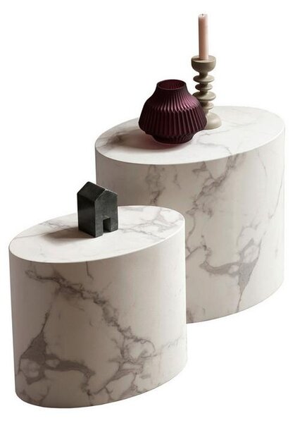 Livetastic Set Klubskih Mizic Marble, Bela, 2-Delni