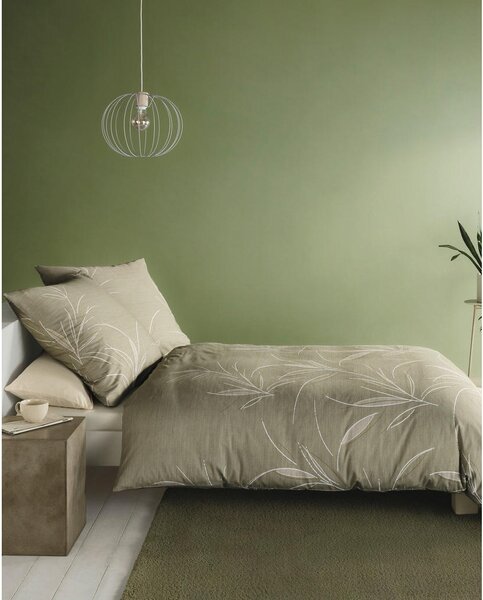 POSTELJNINA Organic 140/200 cm mako saten kaki