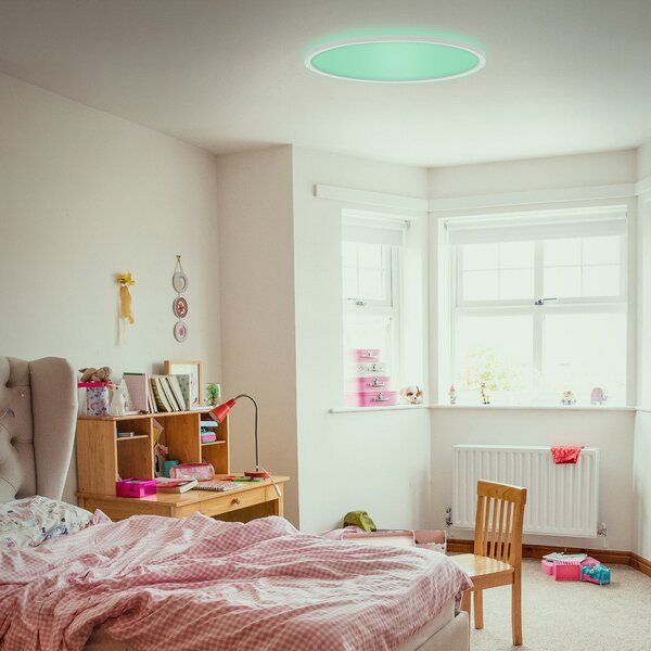 Briloner LED plošča Slim okrogla RGBW učinek Ø42cm bela, zatemnjen, Bela, Dnevna soba / jedilnica, Plastika, Sodobni