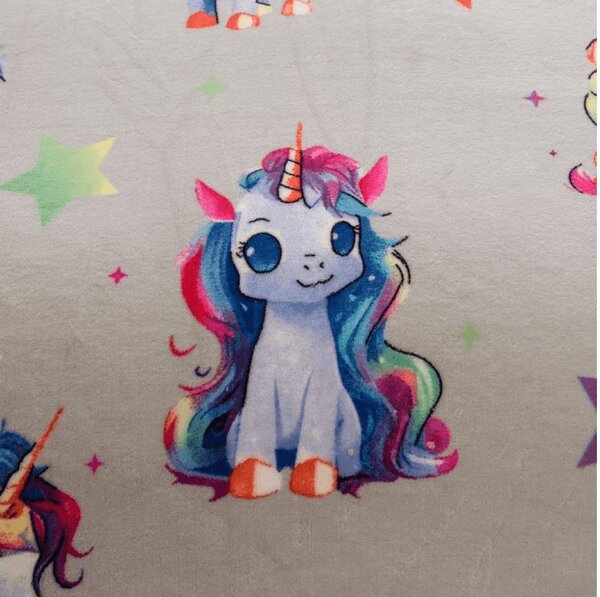 Posteljnina mikropliš CUTE UNICORN sivo Dimenzije posteljnine: 70 x 80 cm | 140 x 200 cm