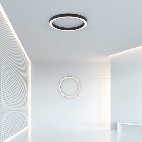 PURE LED stropna svetilka Lines, Ø 50 cm, antracit, CCT, daljinski upravljalnik, zatemnjen, Črna, Dnevna soba / jedilnica, Kovina, Sodobni