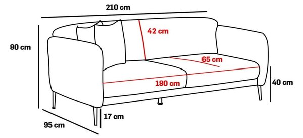 Bela raztegljiva sedežna garnitura 210 cm Simena – Balcab Home