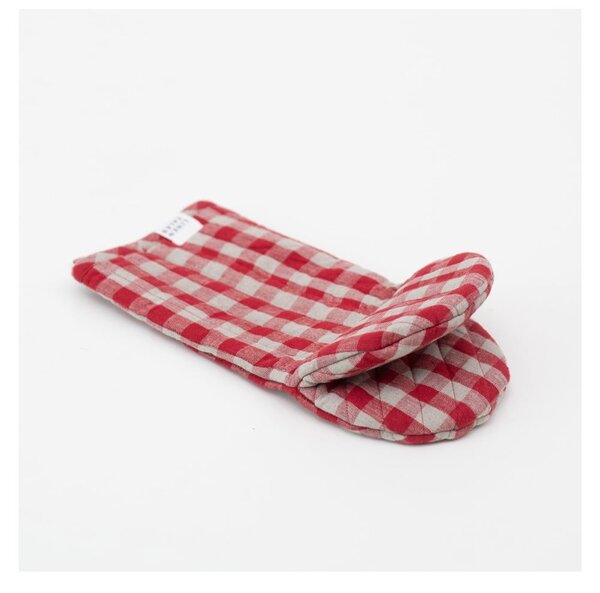 Lanena kuhinjska rokavica Red Gingham – Linen Tales