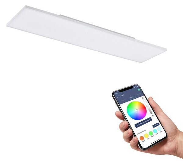 EGLO connect Turcona-Z LED stropna svetilka 120x30cm, zatemnjen, Bela, Dnevna soba / jedilnica, Plastika