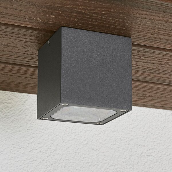Lucande LED stropna svetilka Tanea, 10x10 cm, temno siva, IP54, Siva, Kovina, Sodobni