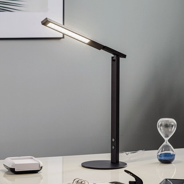 Fabas Luce LED namizna svetilka Ideal z dimmerjem, črna, zatemnjen, Črna, Študija / pisarna, Kovina, Sodobni