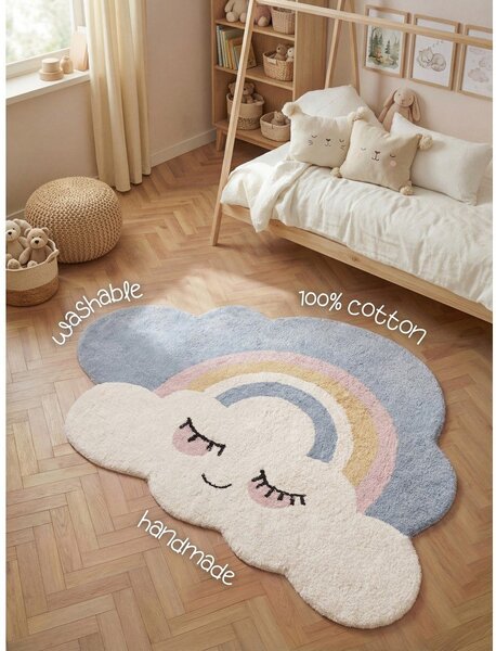 Kremno bela pralna/ročno tkana bombažna otroška preproga 140x200 cm Snuggle Nappi – Hanse Home