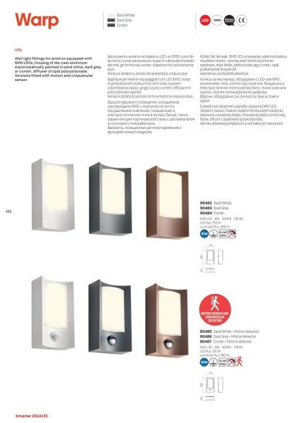 Redo 90487 - LED Zunanja stenska svetilka s senzorjem WARP LED/8W/230V IP44 rjava