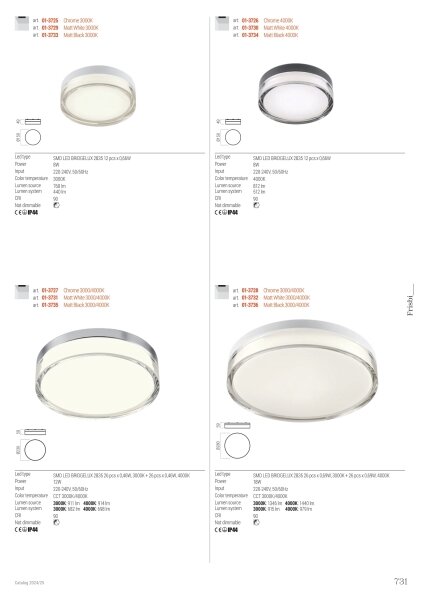 Redo 01-3727 - LED Stropna svetilka FRISBI LED/12W/230V 3000/4000K IP44 krom