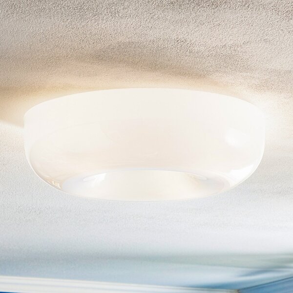 Foscarini Circus grande steklena stropna svetilka, Ø 46 cm, zatemnjen, Bela, Dnevna soba / jedilnica, Steklo, Dizajn