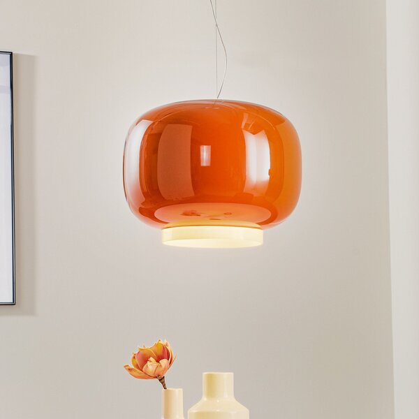 Foscarini Chouchin 1 LED viseča svetilka, oranžna, zatemnjen, Oranžna, Kuhinja, Steklo, Dizajn