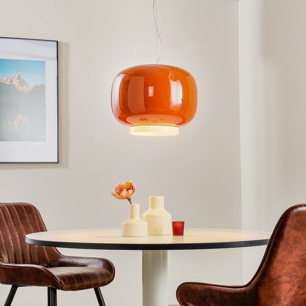 Foscarini Chouchin 1 LED viseča svetilka, oranžna, zatemnjen, Oranžna, Kuhinja, Steklo, Dizajn