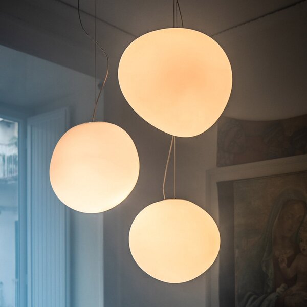 Foscarini Gregg media LED viseča svetilka, z možnostjo zatemnitve, zatemnjen, Bela, Dnevna soba / jedilnica, Steklo, Dizajn