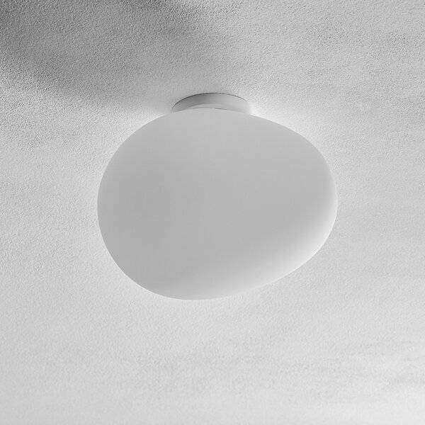 Foscarini Gregg media stropna svetilka iz stekla, 27 cm, zatemnjen, Bela, Dnevna soba / jedilnica, Steklo, Dizajn