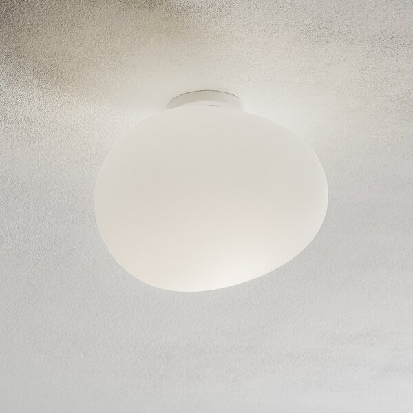 Foscarini Gregg media stropna svetilka iz stekla, 27 cm, zatemnjen, Bela, Dnevna soba / jedilnica, Steklo, Dizajn