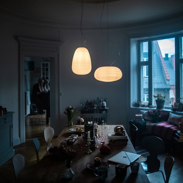 Foscarini Rituals 1 steklena viseča svetilka, zatemnjen, Bela, Dnevna soba / jedilnica, Steklo, Dizajn
