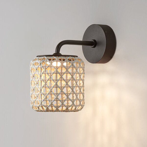 Bover Nans A LED zunanja stenska svetilka, bež, Ø 16,7 cm, zatemnjen, Bež, Kovina, Dizajn