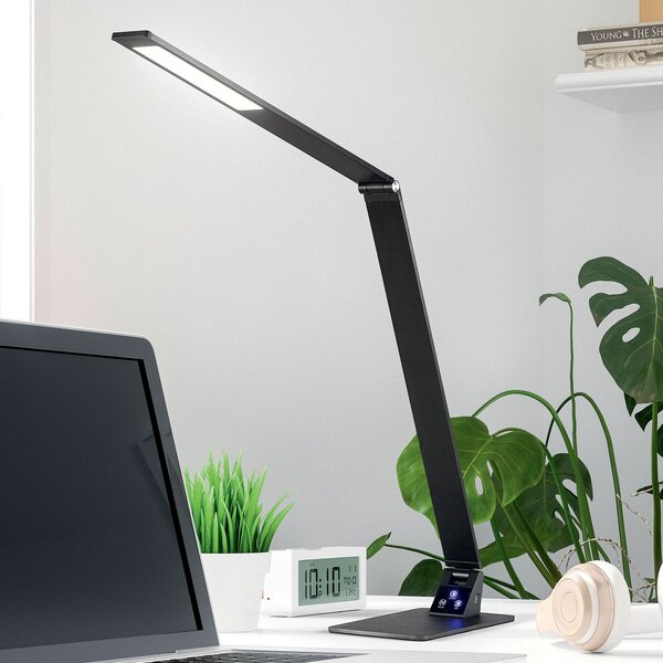 Fabas Luce Namizna svetilka Wasp LED, z regulatorjem osvetlitve na dotik, črna, zatemnjen, Črna, Študija / pisarna, Kovina, Sodobni