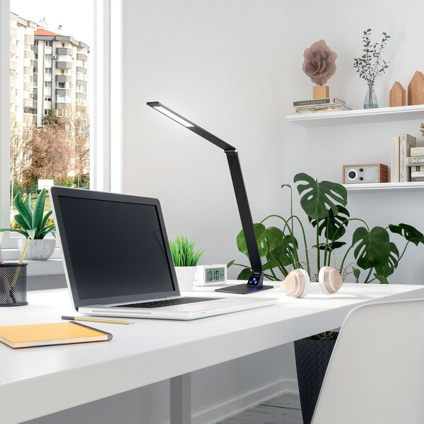 Fabas Luce Namizna svetilka Wasp LED, z regulatorjem osvetlitve na dotik, črna, zatemnjen, Črna, Študija / pisarna, Kovina, Sodobni