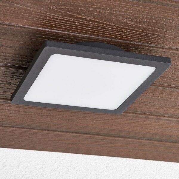 Lucande LED zunanja stropna svetilka Mabella, 23 cm, antracit, Črna, Aluminij, Sodobni