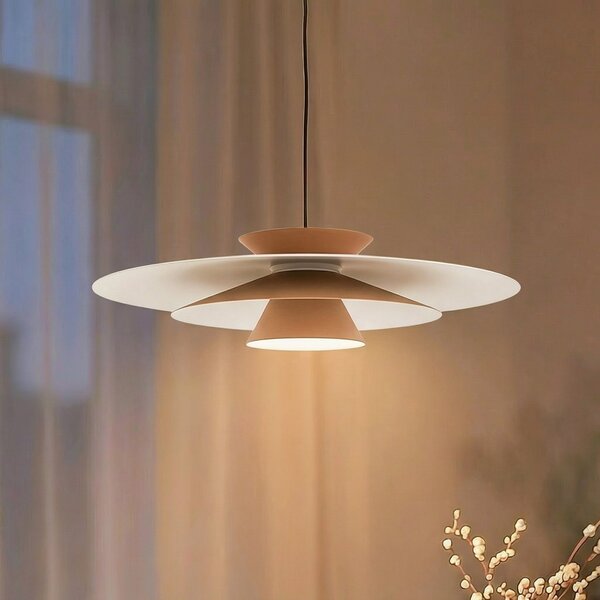 Lucande LED viseče svetilo Livie, bež, aluminij, Ø 50 cm, zatemnjen, Bež, Dnevna soba / jedilnica, Aluminij, Sodobni