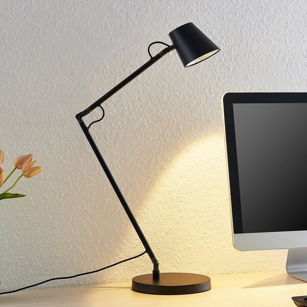 Lucande Namizna svetilka LED Tarris, višina 46 cm, črna, zatemnjen, Črna, Študija / pisarna, Kovina, Sodobni