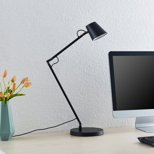 Lucande Namizna svetilka LED Tarris, višina 46 cm, črna, zatemnjen, Črna, Študija / pisarna, Kovina, Sodobni