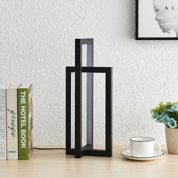 Lucande Namizna svetilka LED Hylda, višina 42 cm, črna, aluminij, zatemnjen, Črna, Dnevna soba / jedilnica, Kovina, Sodobni