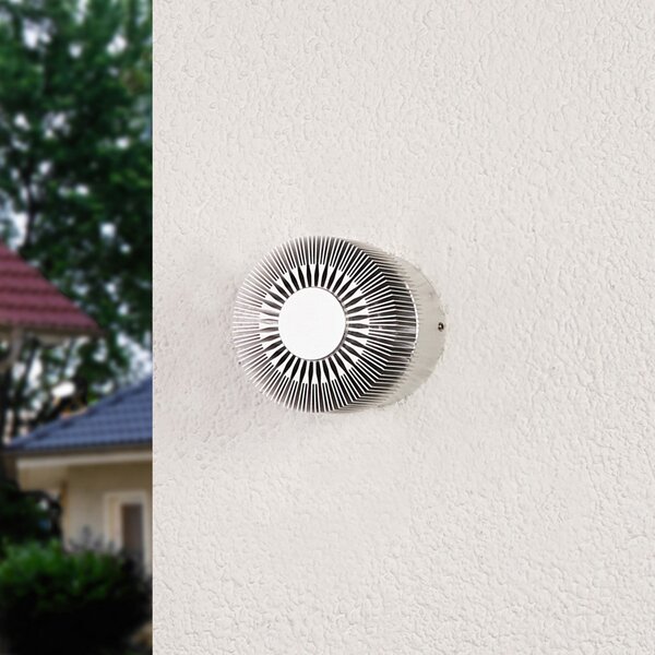 Lucande Zunanja stenska svetilka Lennias v aluminijasti barvi z LED, Kovinska, Kopalnica, Kovina, Sodobni