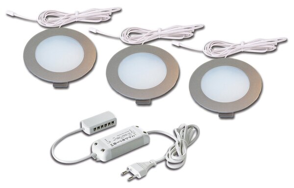 Hera Vgradna svetilka FR 78-LED komplet 3 tople bele barve, Kovinska, Dnevna soba / jedilnica, Plastika, Sodobni, Vgradnja pohištva