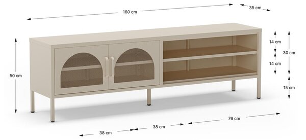 Kremno bela TV omarica 160x50 cm Diora – Marckeric