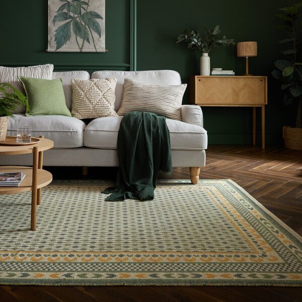Zelena preproga iz mešanice jute 200x290 cm Mara Jute Border – Flair Rugs