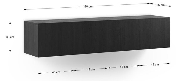 Črna TV omarica 180x38x35 cm Daroca – Marckeric