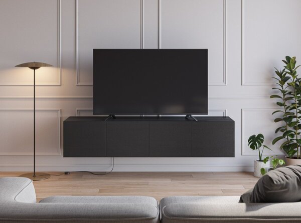 Črna TV omarica 180x38x35 cm Daroca – Marckeric