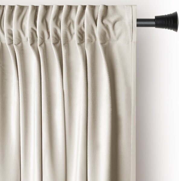 Bež žametna zavesa za delno zatemnitev 140x245 cm Pleat – Restilo