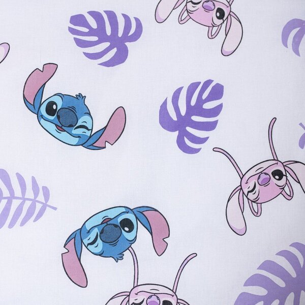 Vijolična enojna bombažna otroška posteljnina 140x200 cm Lilo and Stitch "Kiss" – Jerry Fabrics